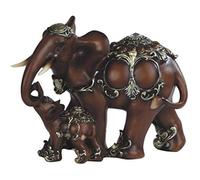 George S. Chen Imports SS-G-88102 Thai Elephant with Baby Wood-Like Design Figurine