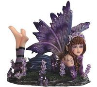 George S. Chen Imports SS-G-91589 Young Purple And Blue Fairy Lying On Stomach In Garden Statue Small