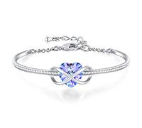 GEORGE · SMITH Pulsera Infinity Ajustable para Hija Pulsera Corazón Mujer, Pulsera Chapada en Plata con Cristal Rosa Azul - Regalo de Cumpleaños para el Día de la Madre para Mamá, 18 + 2.36 inch, Oro