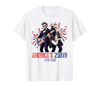 George Washington Abraham Lincoln Playing Guitar 250th USA Camiseta
