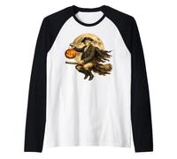 George Washington Jack O Lantern Pumpkin Moon Escoba Camiseta Manga Raglan