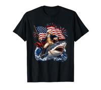 George Washington Riding a Shark Funny 4th of July Patriotic Camiseta