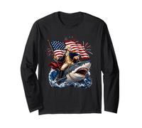 George Washington Riding a Shark Funny 4th of July Patriotic Manga Larga