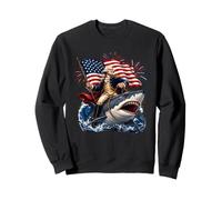George Washington Riding a Shark Funny 4th of July Patriotic Sudadera