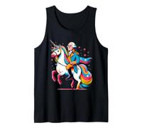 George Washington Riding A Unicorn Rainbow Colorido Gráfico Camiseta sin Mangas