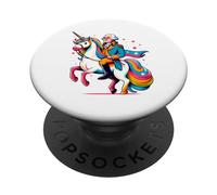 George Washington Riding A Unicorn Rainbow Colorido Gráfico PopSockets PopGrip Adhesivo