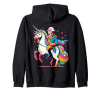 George Washington Riding A Unicorn Rainbow Colorido Gráfico Sudadera con Capucha