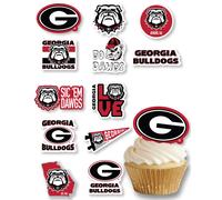 Georgia Bulldogs Cupcake Toppers 24 Pcs University of Georgia Party Supplies for Football Birthday Gift Graduation Party Dec