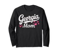 Georgia Mom Retro Script with Pink Hearts Cute Georgia Mom Manga Larga