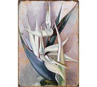 Georgia O'Keeffe White Bird Of Paradise, arte abstracto, impresión de O'Keeffe, impresión de arte floral, idea de regalo, arte de pared, letrero de estaño, decoración vintage, póster de decoración de