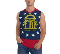 Georgia State Flag - Camiseta de verano sin mangas para hombre, para entrenamiento, gimnasio, atletismo, correr, entrenamiento, deportes musculares, Negro, M