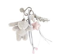 Georgie Porgy Llavero Bolsos Accesorios para Mujer Colgante Bolsos Charm Mochila Escolar Bolsa de Deporte Lindo Llavero Regalos para Niñas (Conejito Estrellas Gris)