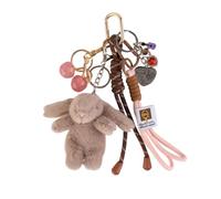Georgie Porgy Llavero Bolsos Accesorios para Mujer Colgante Bolsos Charm Mochila Escolar Bolsa de Deporte Lindo Llavero Regalos para Niñas (Conejito Cereza Caqui)