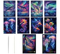 Georgie Porgy Papel de Rascar para Niños Kits de Manualidades y Manualidades Arcoiris A4 Scratch Art para Regalo de Cumpleaños de Navidad (A4-Noctilucente Ballen Mundo marino)