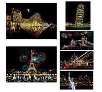 Georgie Porgy set de cuadros para rascar DIY sets de manualidades para niños Magic Rainbow papel para rascar A4 A3 postales para Navidad regalo de cumpleaños con kit de herramientas para rascar (A3