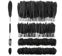 Geosar 300 Piezas Plumas Naturales de Ganso para Manualidades Decoraciones de Plumas Artesanales Plumas para Disfraces Bodas Fiestas Atrapasueños Ropa Casa (Negro)