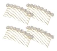 Geosar 4 peines laterales de aleación con diamantes de imitación, pinzas para el pelo con flores de cristal, peine para el pelo de boda, joyería nupcial, peines para el pelo, accesorios franceses para