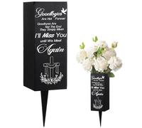 Geosar - Jarrones de Cementerio para Tumba, Soporte de Flores de Metal con estacas, Día del Padre, jarrón conmemorativo, para Funeral, decoración para la pérdida de un ser Querido, I'Ll Miss You