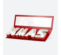 Geoto Caja con forma de Navidad de 53,6 x 15,3 x 5,2 cm, color blanco, rosa, rojo, azul marino, caja de cartón de regalo de Navidad de lujo con diseño creativo (rojo con ventana)