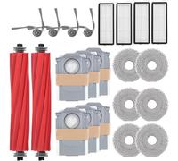 Geoviizon Accesorios de repuesto para Roborock Qrevo Serie - QV 35A, QV 35S, QR 598, QR 798 robot aspirador, 2 cepillos principales, 4 cepillos laterales, 4 filtros HEPA, 6 toallitas, 6 bolsas de