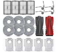 Geoviizon Accesorios para aspiradora Roborock Saros 10R/Saros 20/Saros 20 Neo/Qrevo CurvX/Qrevo Curv 2 Pro, 1 cepillo principal, 4 filtros HEPA, 6 almohadillas de limpieza, 5 bolsas para el polvo, 4
