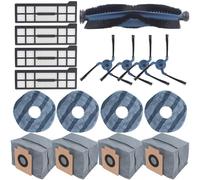 Geoviizon Kit de 17 piezas de repuesto para aspiradora robot eufy X10 Pro Omni, 1 cepillo de rodillo, 4 cepillos laterales, 4 filtros lavables, 4 paños de fregona, accesorios
