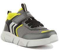 GEOX Aril Niño Niños Sola Correa Informal Malla Zapatillas En Gris Talla UK 1-13