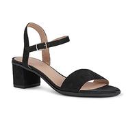Sandalias de piel con tacón ancho Mujer Talla 39. Color Negro