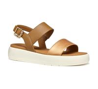 Geox D CAMALEI A, Sandalia Plana Mujer, Lt Bronze/Camel, 37 EU