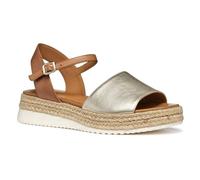 Geox D EOLIE C, Sandalia Plana Mujer, Lt Gold/Camel, 37.5 EU