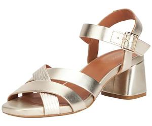 Geox D GENZIANA MID B, Sandalia de tacón para Mujer, Dorado (LT Gold), 38 EU