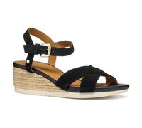 Geox D Ischia Corda B, Sandalia de cuña Mujer, Black, 37 EU