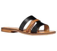 Geox D MADDALUSIAC P Flat Sandal, Black/Camel, 37.5 EU