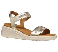 Geox D MELICONIA E, Sandalia de cuña Mujer, Lt Gold, 38 EU