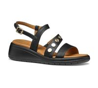 Geox D MELICONIA F, Sandalia de cuña Mujer, Black, 37 EU