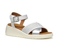 Geox D MELICONIA G, Sandalia de cuña Mujer, White, 37 EU