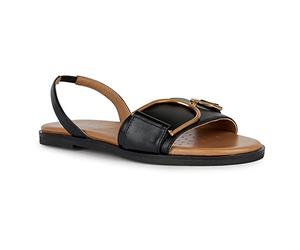 Geox D Naileen, Sandalias planas Mujer, Negro Dorado, 35 EU