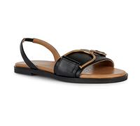 Geox D Naileen, Sandalias planas Mujer, Negro Dorado, 36 EU