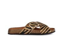 Geox D New Brionia B B, Sandalia Plana Mujer, Lt Sand Black, 37 EU