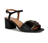 Geox D New Eraklia 50, Sandalias Mujer, Negro Dorado, 36 EU
