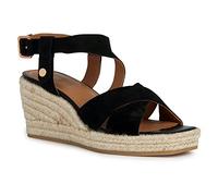 Geox D Panarea, Alpargatas con cuña Mujer, Negro Mate, 39 EU