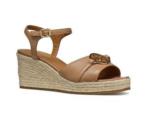 Geox - D PANAREA B, Sandalia de cuña Mujer, Beige,