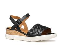 Geox D Pisa B, Sandalia de cuña Mujer, Black, 37.5 EU
