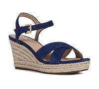 Geox D Soleil A, Sandalias con Cuña Mujer, Azul Blue, 37 EU