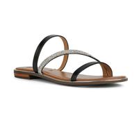 Geox D Sozy Plus A, Sandalia Plana Mujer, Negro/Plateado, 37 EU