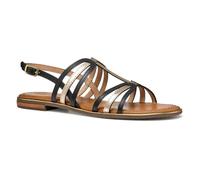 Geox D Sozy Plus C, Sandalia Deslizante Mujer, Black/Lt Gold, 38 EU