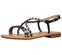 Geox D Sozy S A Flat Sandal, Black/Leather, 37.5 EU