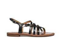 Geox D Sozy S D, Sandalia Plana Mujer, Piel Negra, 38 EU