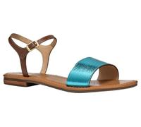 Geox D Sozy S J, Sandalia Deslizante Mujer, Azure/Camel, 38 EU