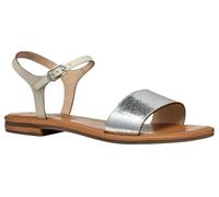 Geox D Sozy S J, Sandalia Deslizante Mujer, Silver/Papyrus, 38 EU
